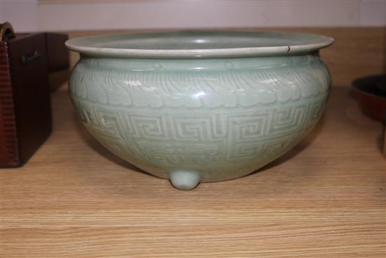 A Chinese celadon glazed censer, Diameter 29cm